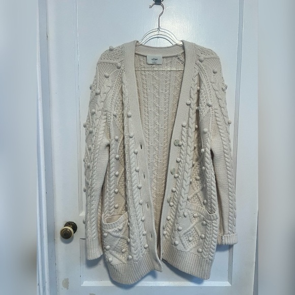 Aritzia Alps Merino wool-cotton cable-knit cardigan Size S $198 LIKE NEW - Picture 6 of 7